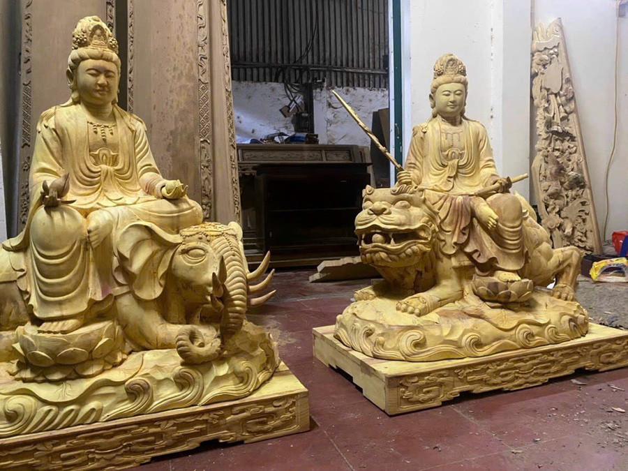 Tượng mộc văn thù phổ hiền